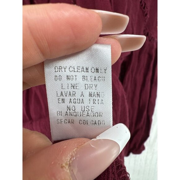 Entro Womens Top Sz L Maroon Embroidered Tunic Floral Embroidered Boho Tasseled - Picture 5 of 10